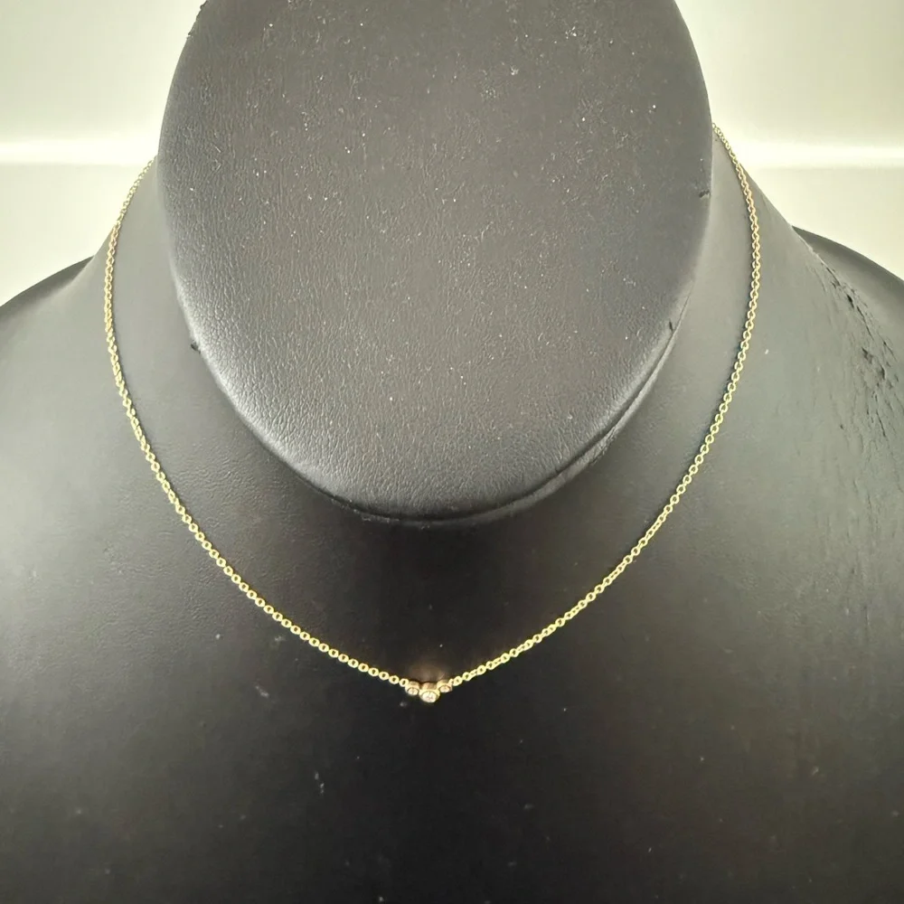 Zoe Chicco NEW 14k 3 Graduated Small diamond bezel necklace Mfg $650